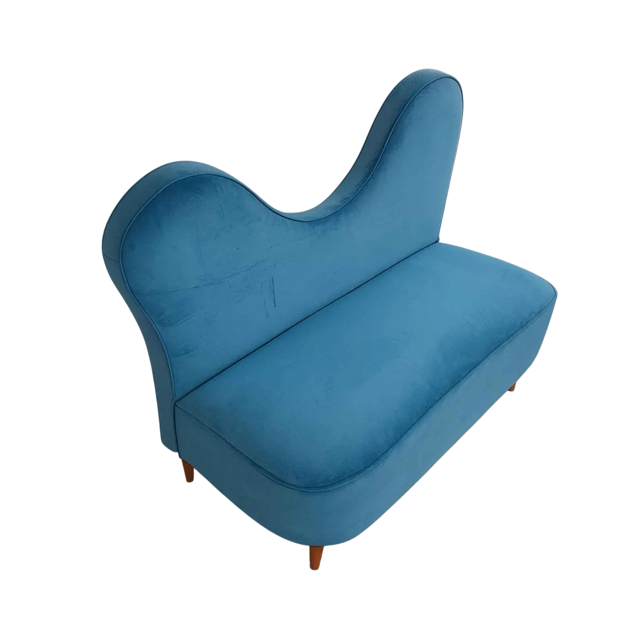 Divano blu a due posti in stile Gio Ponti, anni '50 4