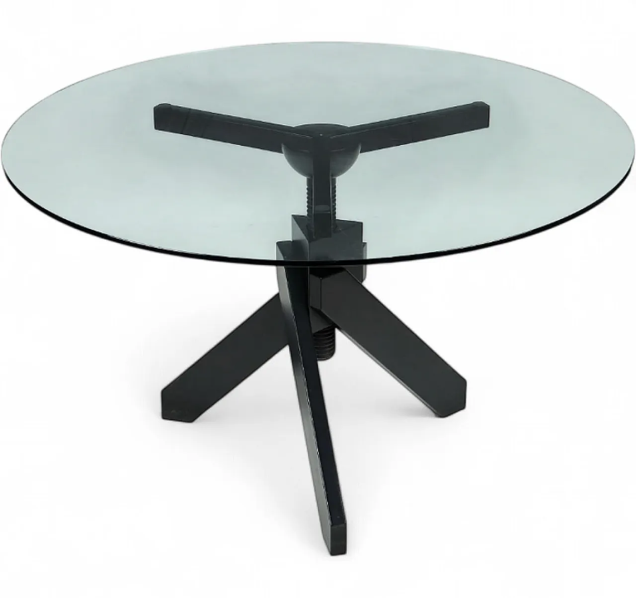 Vidun round table designed by Vico Magistretti in glass, 1980s 4