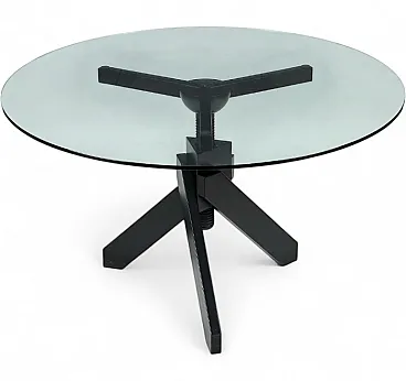 Vidun round table designed by Vico Magistretti in glass, 1980s