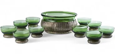 Montelupo glass and silver fruit salad set, 1970s