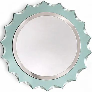 Round wall mirror with scalloped edge, Fontana Arte style, 1960s